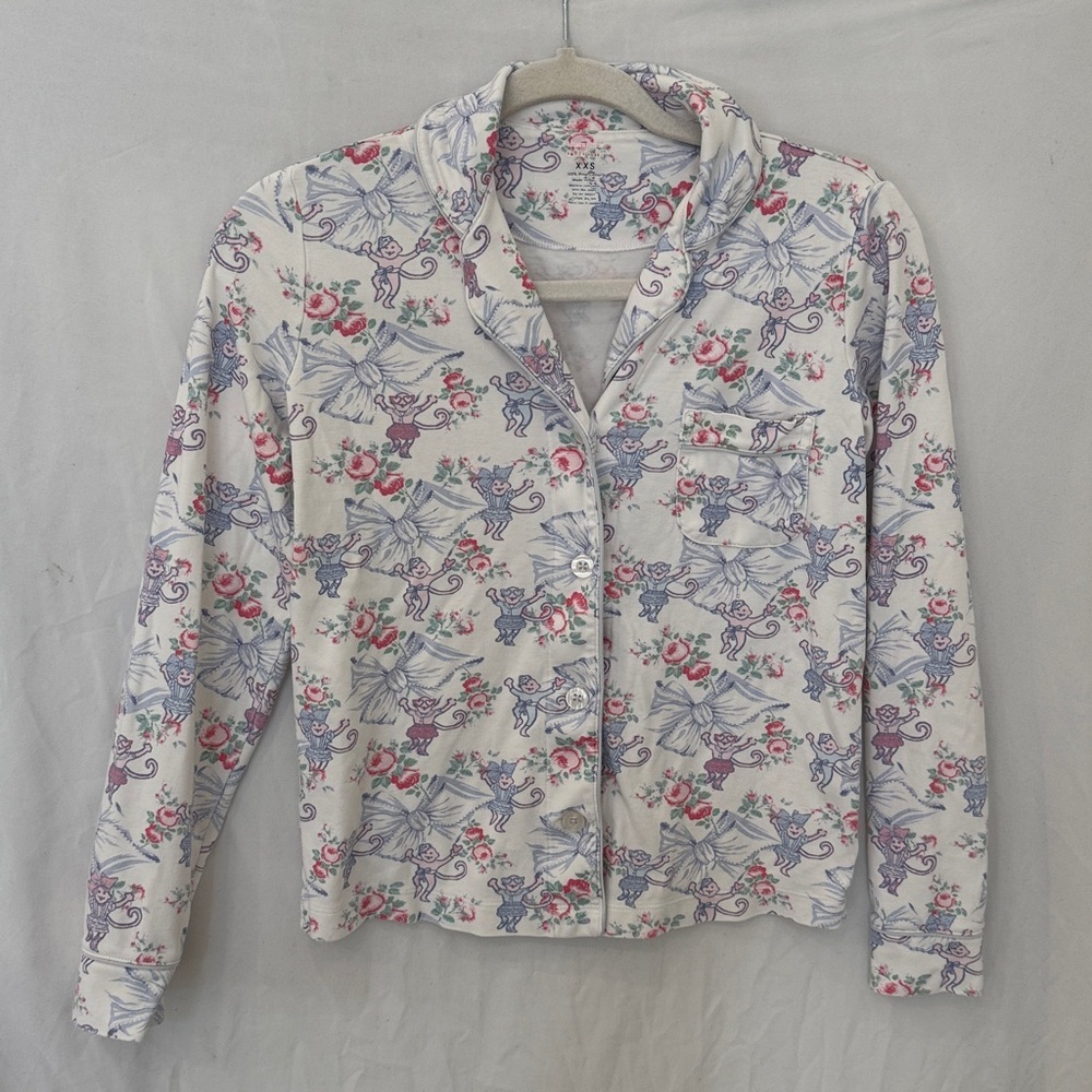 Love Shack Fancy x Roller Rabbit pajama top long sleeve bow sz XXS